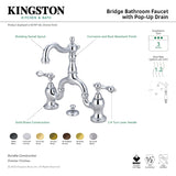 English Country KS7975AL Two-Handle 3-Hole Deck Mount Bridge Bathroom Faucet with Brass Pop-Up, Oil Rubbed Bronze