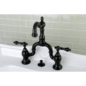 English Country KS7975AL Two-Handle 3-Hole Deck Mount Bridge Bathroom Faucet with Brass Pop-Up, Oil Rubbed Bronze