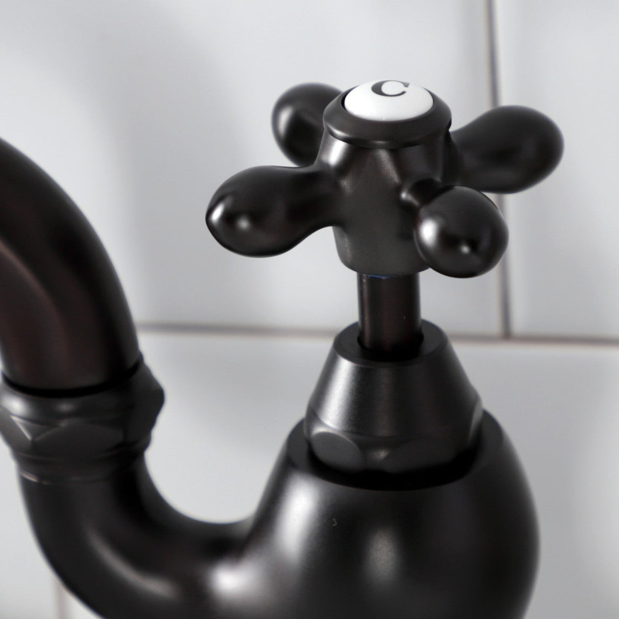 English Country KS7975AX Two-Handle 3-Hole Deck Mount Bridge Bathroom Faucet with Brass Pop-Up, Oil Rubbed Bronze