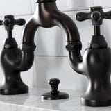 English Country KS7975AX Two-Handle 3-Hole Deck Mount Bridge Bathroom Faucet with Brass Pop-Up, Oil Rubbed Bronze
