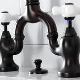 English Country KS7975PX Two-Handle 3-Hole Deck Mount Bridge Bathroom Faucet with Brass Pop-Up, Oil Rubbed Bronze