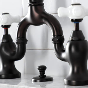 English Country KS7975PX Two-Handle 3-Hole Deck Mount Bridge Bathroom Faucet with Brass Pop-Up, Oil Rubbed Bronze