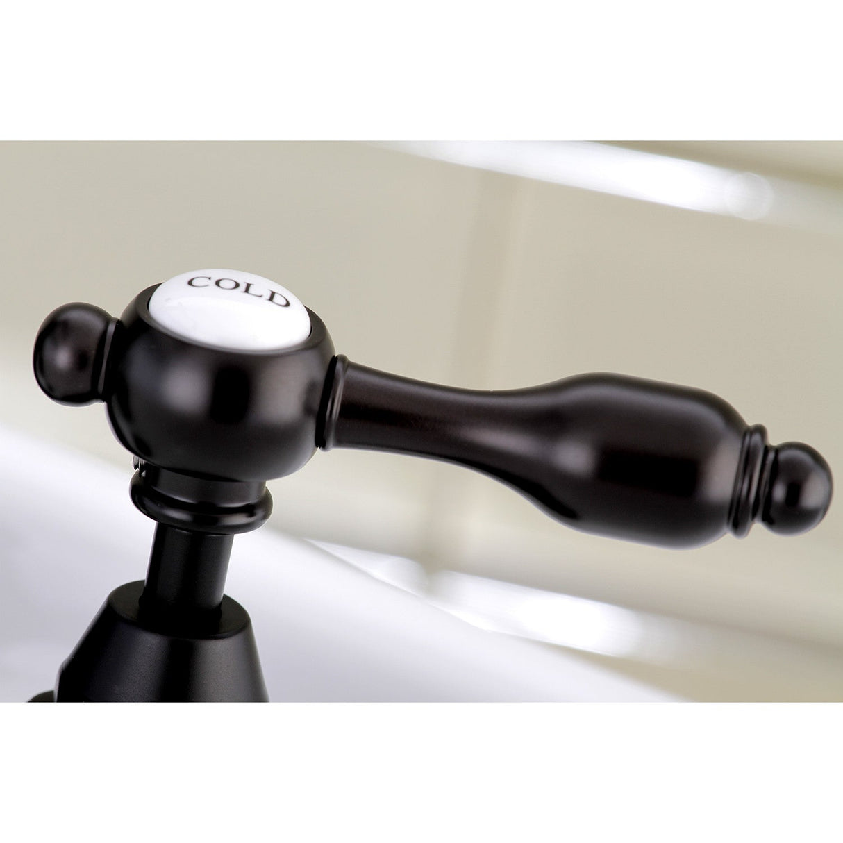 Tudor KS7975TAL Two-Handle 3-Hole Deck Mount Bridge Bathroom Faucet with Brass Pop-Up, Oil Rubbed Bronze