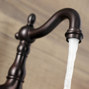 Tudor KS7975TAL Two-Handle 3-Hole Deck Mount Bridge Bathroom Faucet with Brass Pop-Up, Oil Rubbed Bronze