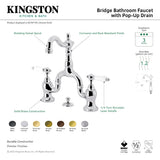 English Country KS7977PL Two-Handle 3-Hole Deck Mount Bridge Bathroom Faucet with Brass Pop-Up, Brushed Brass