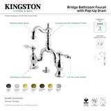 Tudor KS7977TAL Two-Handle 3-Hole Deck Mount Bridge Bathroom Faucet with Brass Pop-Up, Brushed Brass