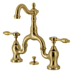 Tudor KS7977TAL Two-Handle 3-Hole Deck Mount Bridge Bathroom Faucet with Brass Pop-Up, Brushed Brass