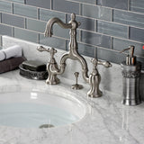 English Country KS7978AL Two-Handle 3-Hole Deck Mount Bridge Bathroom Faucet with Brass Pop-Up, Brushed Nickel