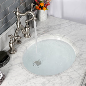 English Country KS7978AL Two-Handle 3-Hole Deck Mount Bridge Bathroom Faucet with Brass Pop-Up, Brushed Nickel