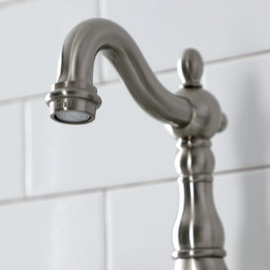 English Country KS7978AX Two-Handle 3-Hole Deck Mount Bridge Bathroom Faucet with Brass Pop-Up, Brushed Nickel