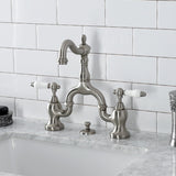 English Country KS7978PL Two-Handle 3-Hole Deck Mount Bridge Bathroom Faucet with Brass Pop-Up, Brushed Nickel