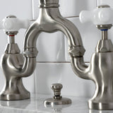 English Country KS7978PX Two-Handle 3-Hole Deck Mount Bridge Bathroom Faucet with Brass Pop-Up, Brushed Nickel