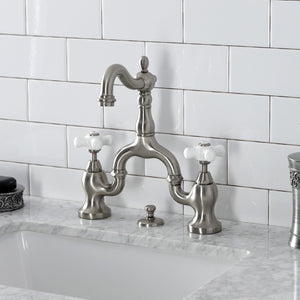 English Country KS7978PX Two-Handle 3-Hole Deck Mount Bridge Bathroom Faucet with Brass Pop-Up, Brushed Nickel
