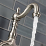 Tudor KS7978TAL Two-Handle 3-Hole Deck Mount Bridge Bathroom Faucet with Brass Pop-Up, Brushed Nickel