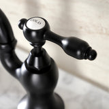 Tudor KS7990TAL Two-Handle 3-Hole Deck Mount Bridge Bathroom Faucet with Brass Pop-Up, Matte Black