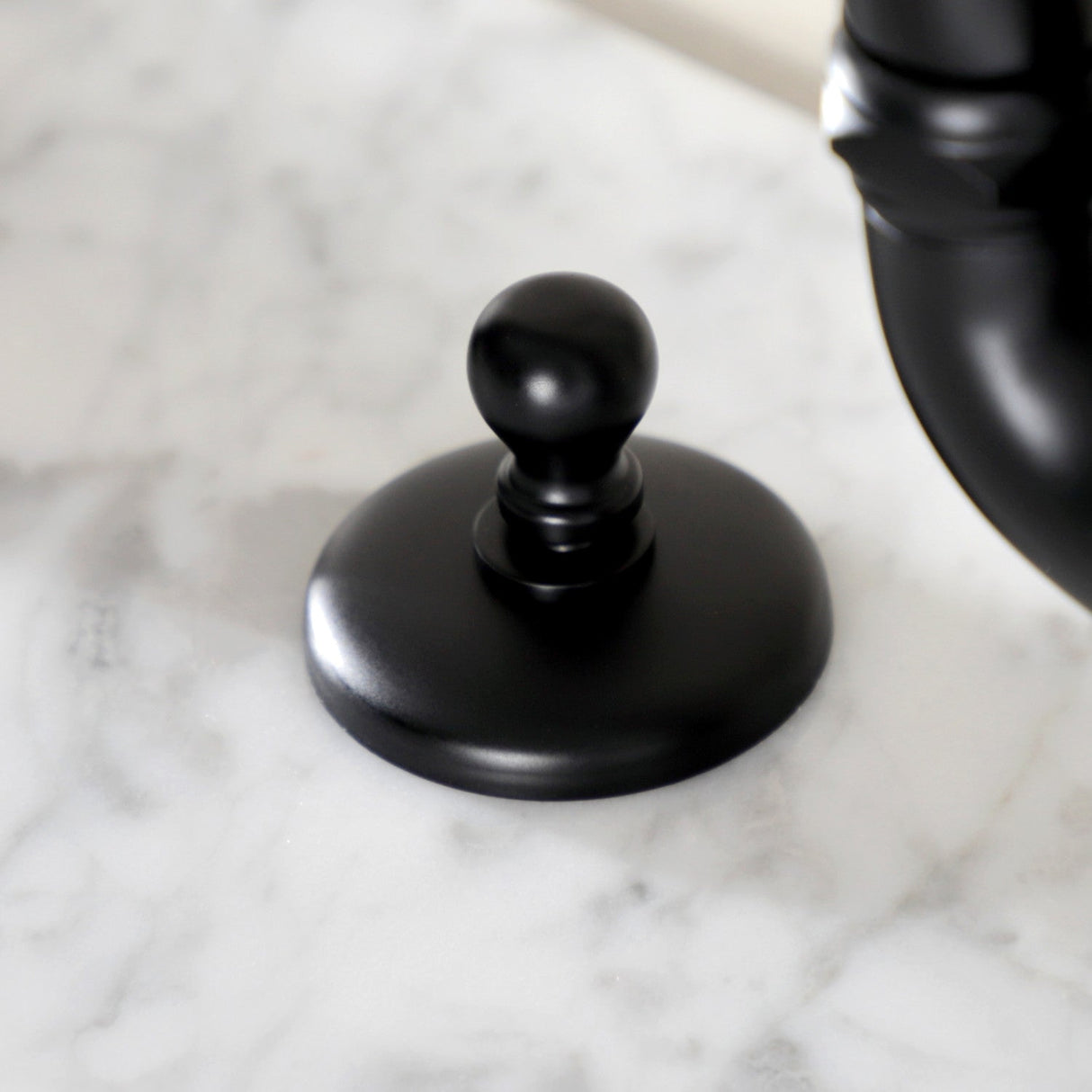 French Country KS7990TX Two-Handle 3-Hole Deck Mount Bridge Bathroom Faucet with Brass Pop-Up, Matte Black