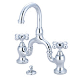 English Country KS7991AX Two-Handle 3-Hole Deck Mount Bridge Bathroom Faucet with Brass Pop-Up, Polished Chrome