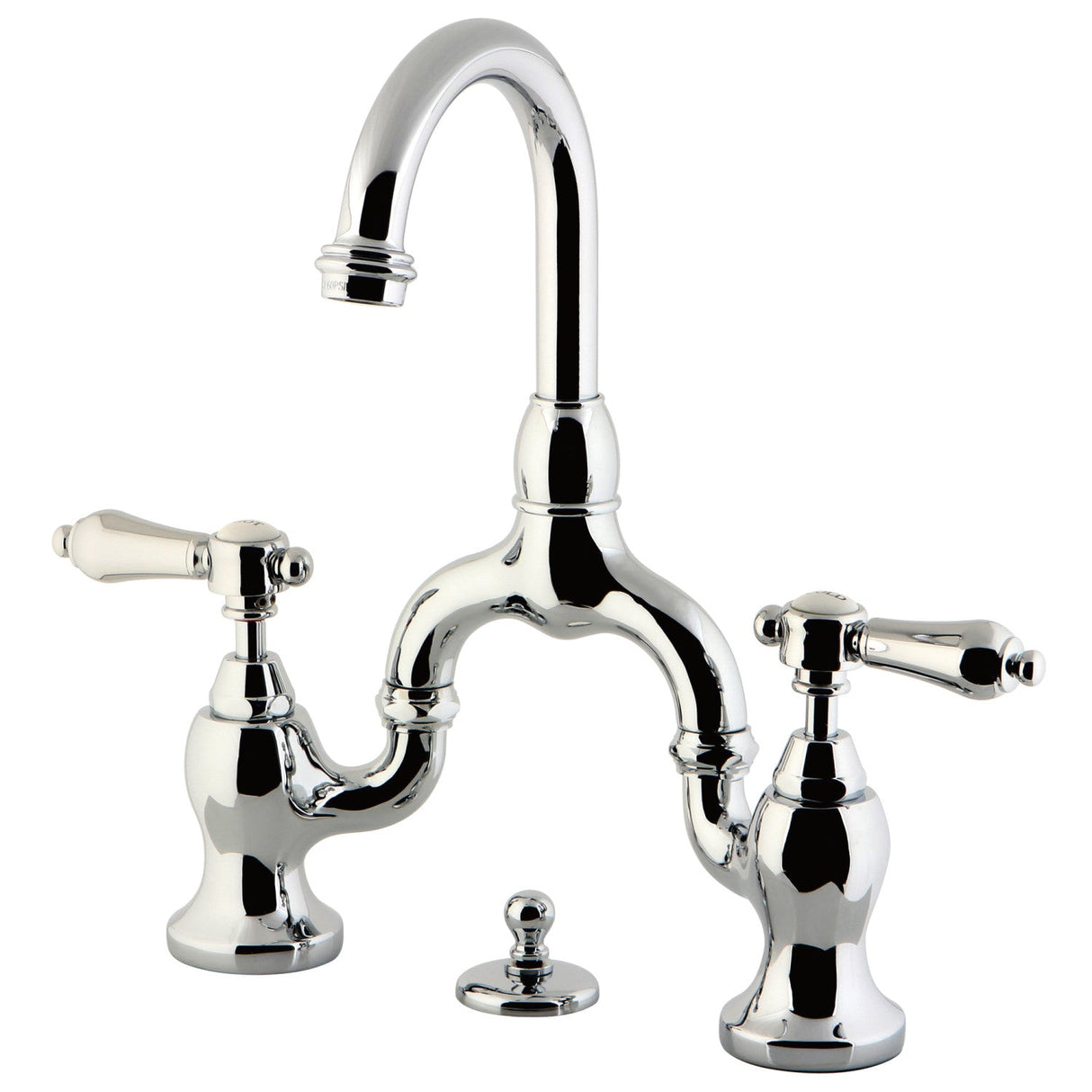 Heirloom KS7991BAL Two-Handle 3-Hole Deck Mount Bridge Bathroom Faucet with Brass Pop-Up, Polished Chrome