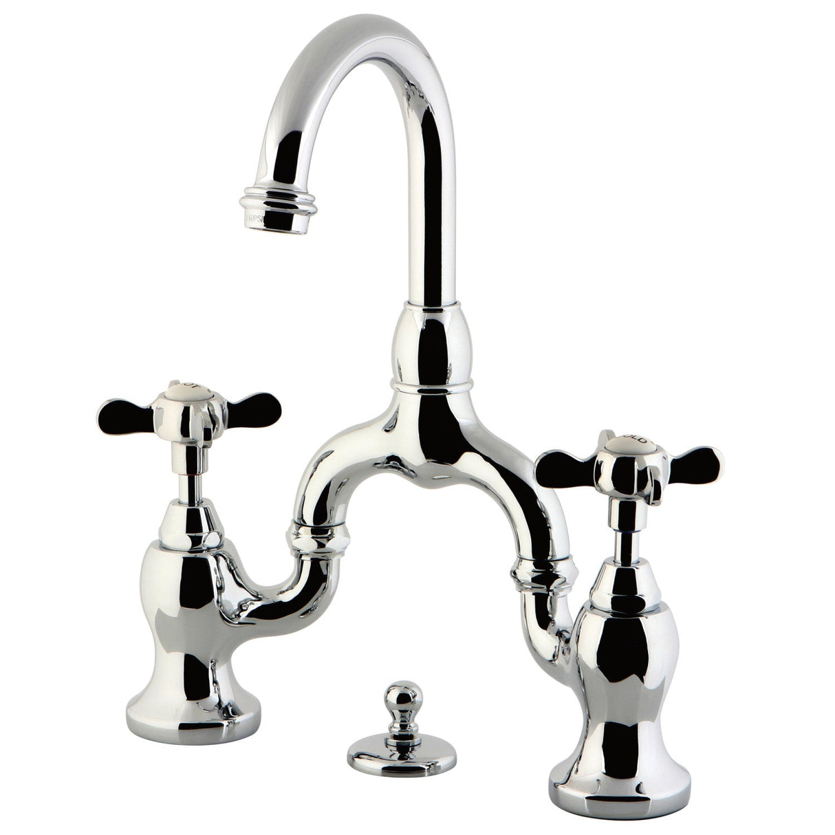 Essex KS7991BEX Two-Handle 3-Hole Deck Mount Bridge Bathroom Faucet with Brass Pop-Up, Polished Chrome