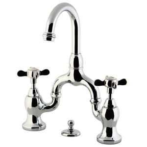 Essex KS7991BEX Two-Handle 3-Hole Deck Mount Bridge Bathroom Faucet with Brass Pop-Up, Polished Chrome
