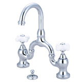 English Country KS7991PX Two-Handle 3-Hole Deck Mount Bridge Bathroom Faucet with Brass Pop-Up, Polished Chrome