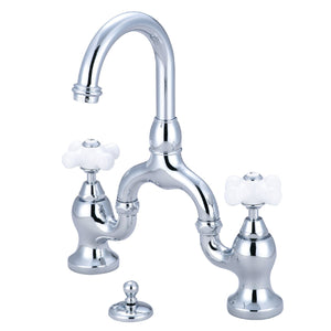 English Country KS7991PX Two-Handle 3-Hole Deck Mount Bridge Bathroom Faucet with Brass Pop-Up, Polished Chrome
