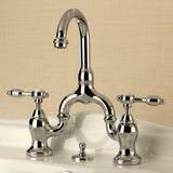 Tudor KS7991TAL Two-Handle 3-Hole Deck Mount Bridge Bathroom Faucet with Brass Pop-Up, Polished Chrome