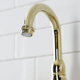English Country KS7992AX Two-Handle 3-Hole Deck Mount Bridge Bathroom Faucet with Brass Pop-Up, Polished Brass