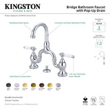 English Country KS7992PL Two-Handle 3-Hole Deck Mount Bridge Bathroom Faucet with Brass Pop-Up, Polished Brass