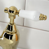 English Country KS7992PL Two-Handle 3-Hole Deck Mount Bridge Bathroom Faucet with Brass Pop-Up, Polished Brass