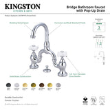 English Country KS7992PX Two-Handle 3-Hole Deck Mount Bridge Bathroom Faucet with Brass Pop-Up, Polished Brass