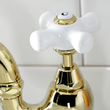 English Country KS7992PX Two-Handle 3-Hole Deck Mount Bridge Bathroom Faucet with Brass Pop-Up, Polished Brass