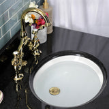 Tudor KS7992TAL Two-Handle 3-Hole Deck Mount Bridge Bathroom Faucet with Brass Pop-Up, Polished Brass