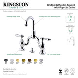 Heirloom KS7993BAL Two-Handle 3-Hole Deck Mount Bridge Bathroom Faucet with Brass Pop-Up, Antique Brass