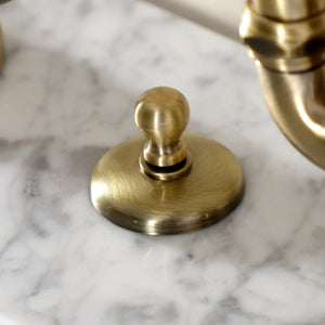 Heirloom KS7993BAL Two-Handle 3-Hole Deck Mount Bridge Bathroom Faucet with Brass Pop-Up, Antique Brass