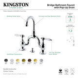 Bel-Air KS7993BPL Two-Handle 3-Hole Deck Mount Bridge Bathroom Faucet with Brass Pop-Up, Antique Brass