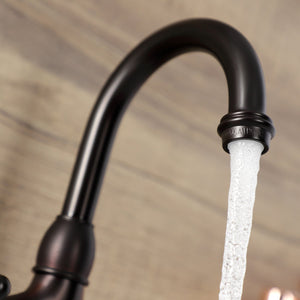 English Country KS7995AL Two-Handle 3-Hole Deck Mount Bridge Bathroom Faucet with Brass Pop-Up, Oil Rubbed Bronze