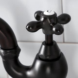 English Country KS7995AX Two-Handle 3-Hole Deck Mount Bridge Bathroom Faucet with Brass Pop-Up, Oil Rubbed Bronze
