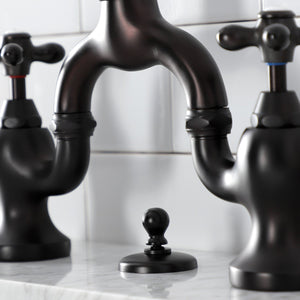 English Country KS7995AX Two-Handle 3-Hole Deck Mount Bridge Bathroom Faucet with Brass Pop-Up, Oil Rubbed Bronze