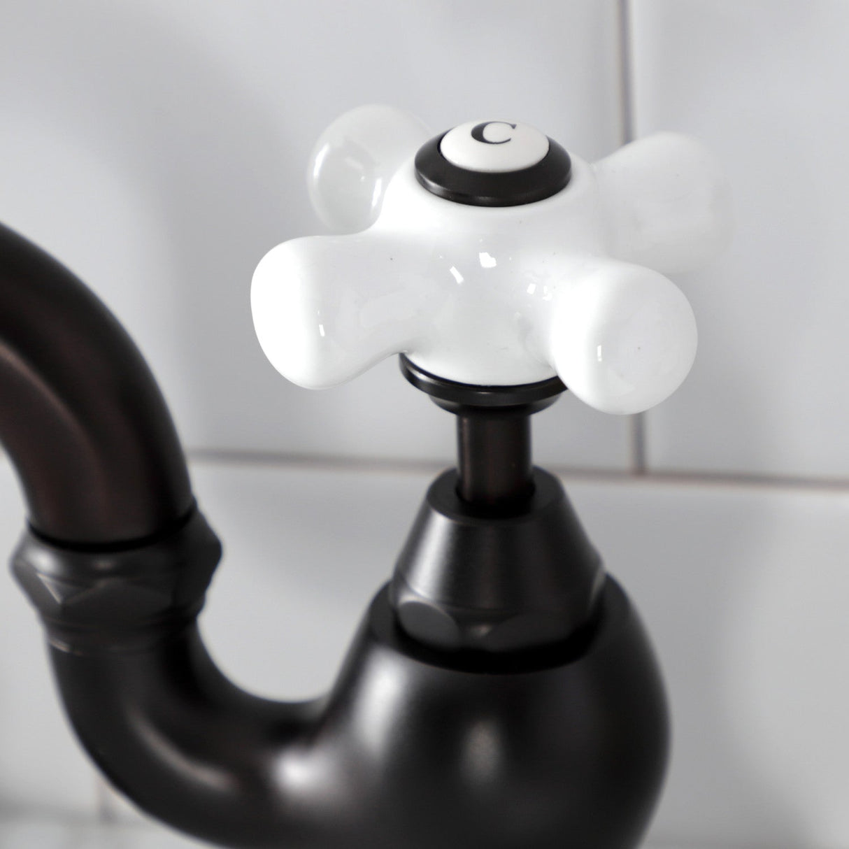 English Country KS7995PX Two-Handle 3-Hole Deck Mount Bridge Bathroom Faucet with Brass Pop-Up, Oil Rubbed Bronze