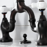 English Country KS7995PX Two-Handle 3-Hole Deck Mount Bridge Bathroom Faucet with Brass Pop-Up, Oil Rubbed Bronze