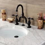 Tudor KS7995TAL Two-Handle 3-Hole Deck Mount Bridge Bathroom Faucet with Brass Pop-Up, Oil Rubbed Bronze