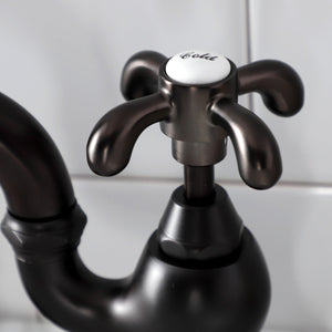French Country KS7995TX Two-Handle 3-Hole Deck Mount Bridge Bathroom Faucet with Brass Pop-Up, Oil Rubbed Bronze