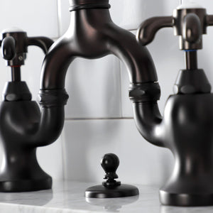 French Country KS7995TX Two-Handle 3-Hole Deck Mount Bridge Bathroom Faucet with Brass Pop-Up, Oil Rubbed Bronze