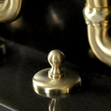 English Country KS7997AL Two-Handle 3-Hole Deck Mount Bridge Bathroom Faucet with Brass Pop-Up, Brushed Brass