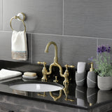 English Country KS7997AL Two-Handle 3-Hole Deck Mount Bridge Bathroom Faucet with Brass Pop-Up, Brushed Brass