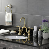 Tudor KS7997TAL Two-Handle 3-Hole Deck Mount Bridge Bathroom Faucet with Brass Pop-Up, Brushed Brass