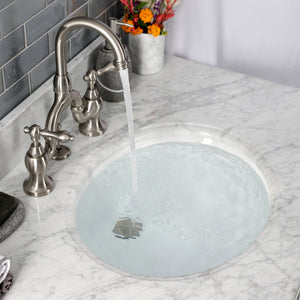 English Country KS7998AL Two-Handle 3-Hole Deck Mount Bridge Bathroom Faucet with Brass Pop-Up, Brushed Nickel