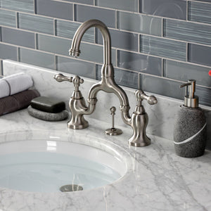 English Country KS7998AL Two-Handle 3-Hole Deck Mount Bridge Bathroom Faucet with Brass Pop-Up, Brushed Nickel
