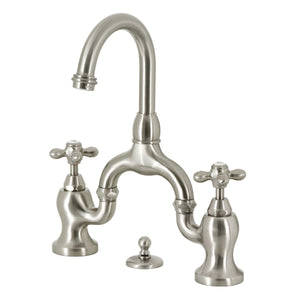 English Country KS7998AX Two-Handle 3-Hole Deck Mount Bridge Bathroom Faucet with Brass Pop-Up, Brushed Nickel